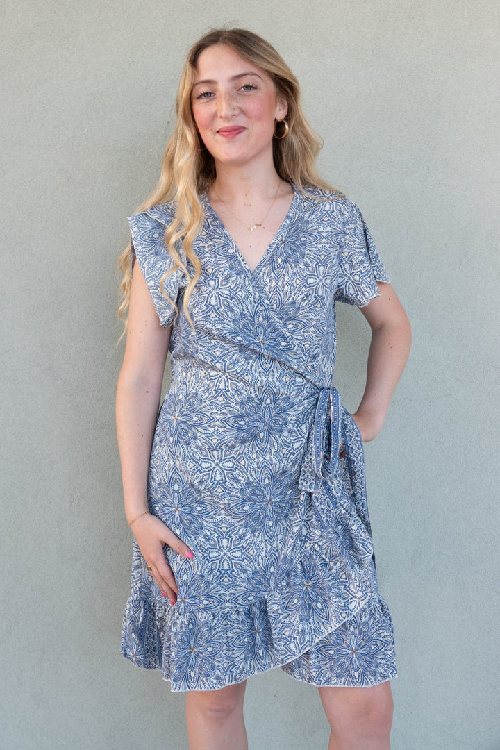 Wrap Dress - Foil Blue - Jaffi's