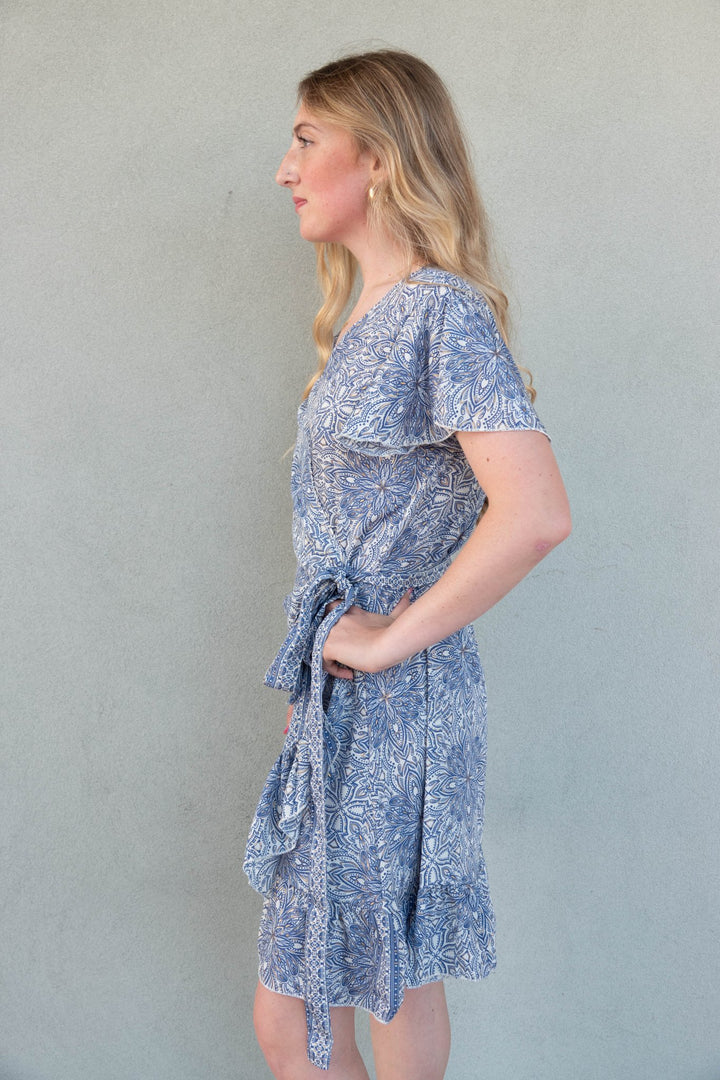 Wrap Dress - Foil Blue - Jaffi's