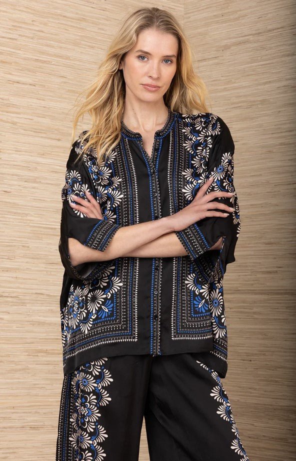 Zaria Oversized Button Down - Black - Jaffi's