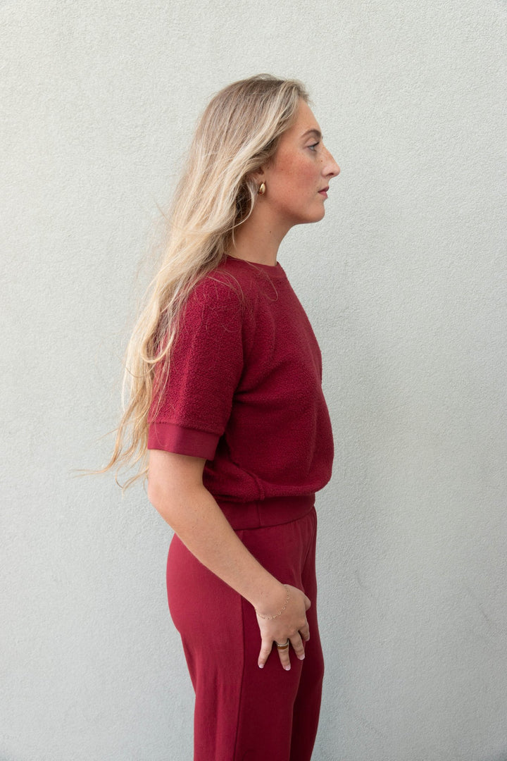 Ziggy Inside Out Short Sleeve Sweatshirt - Ruby Red - Jaffi&