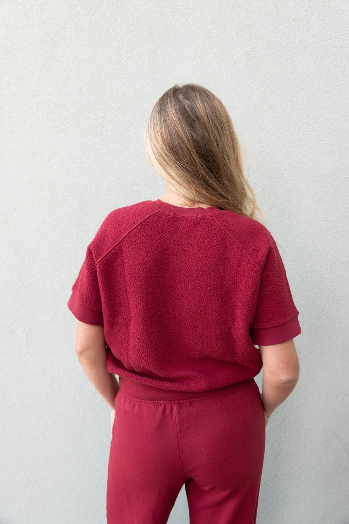 Ziggy Inside Out Short Sleeve Sweatshirt - Ruby Red - Jaffi&