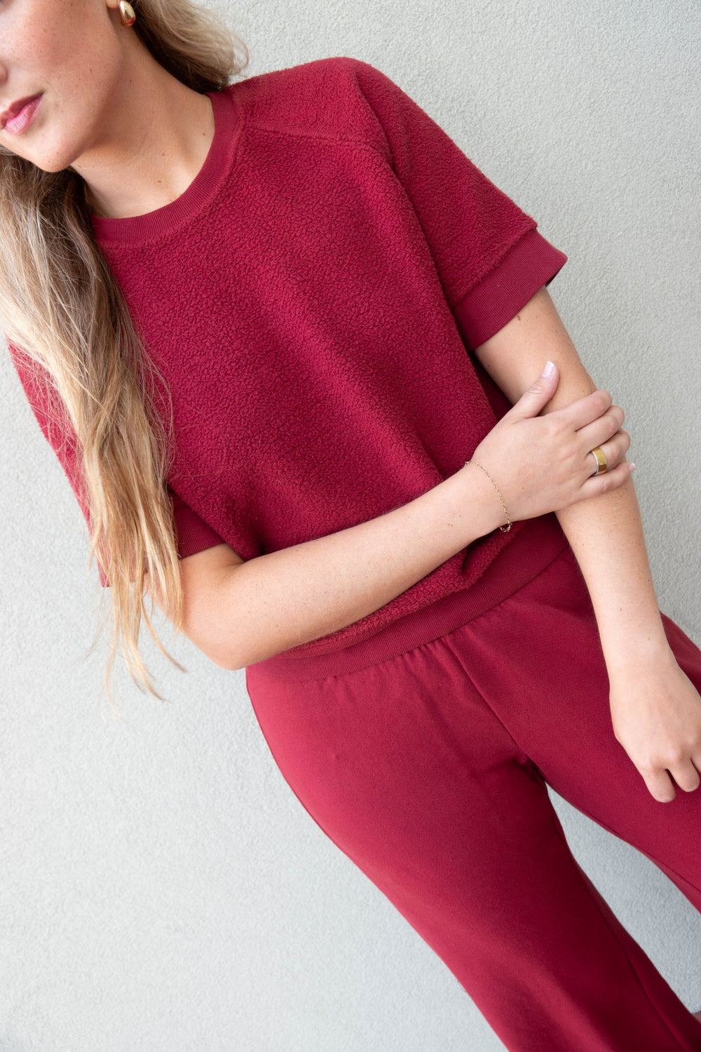 Ziggy Inside Out Short Sleeve Sweatshirt - Ruby Red - Jaffi's