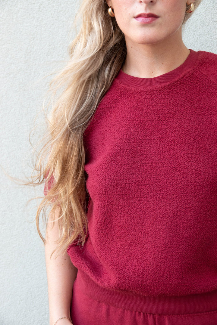 Ziggy Inside Out Short Sleeve Sweatshirt - Ruby Red - Jaffi&