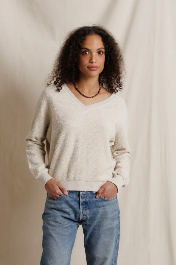 Ziggy V Neck Inside Out Sweatshirt - Whitecap Grey - Jaffi&