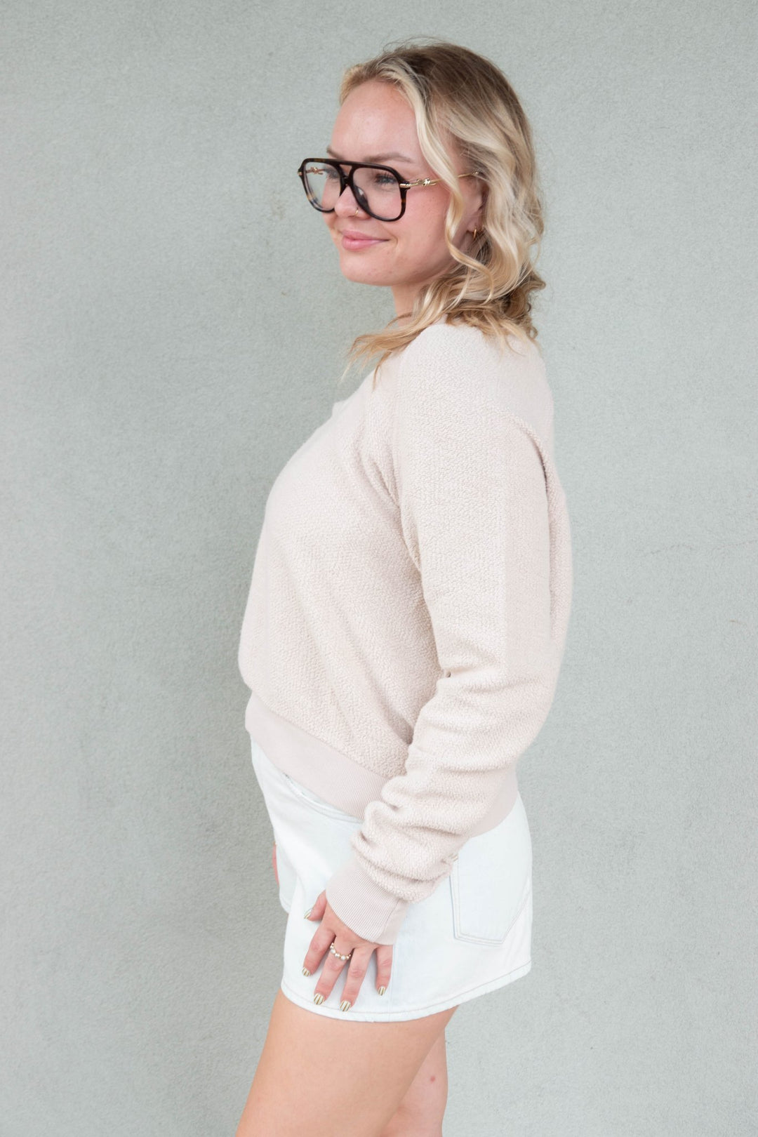 Ziggy V Neck Inside Out Sweatshirt - Whitecap Grey - Jaffi&
