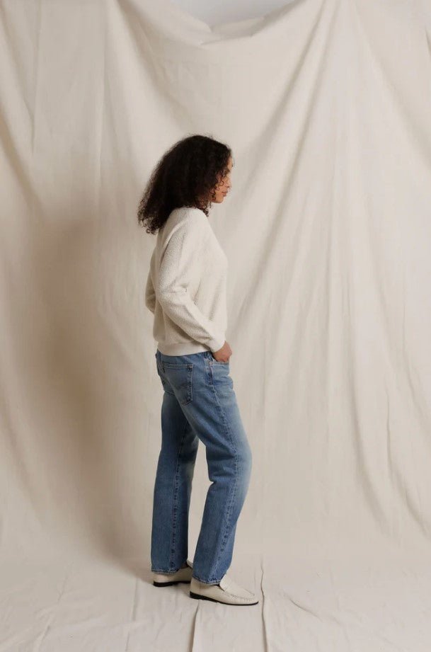 Ziggy V Neck Inside Out Sweatshirt - Whitecap Grey - Jaffi&