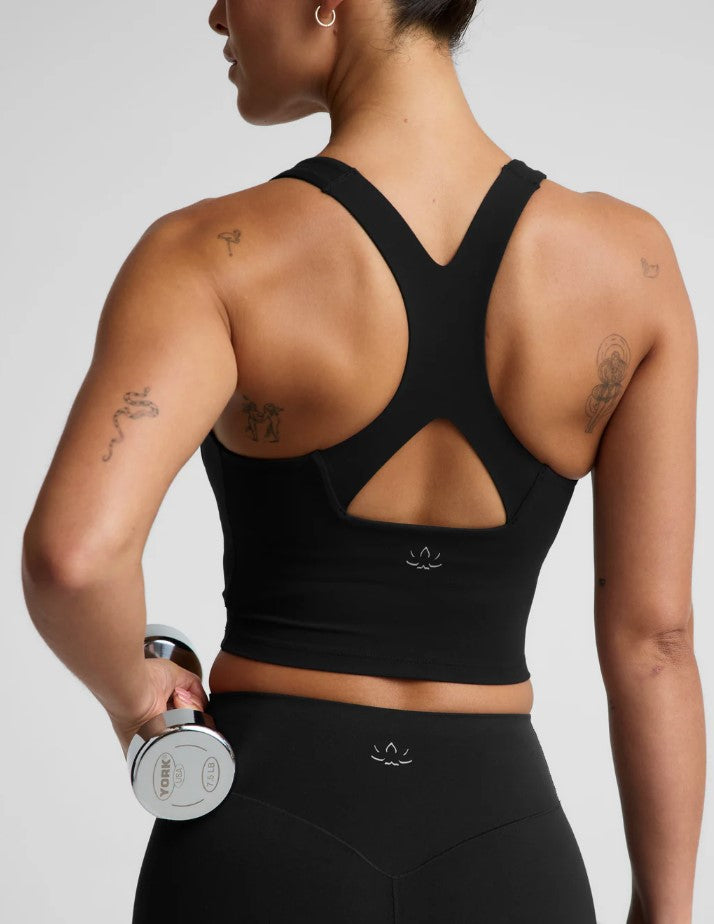 Glowzone Racerback Crop Tank - Pitch Black