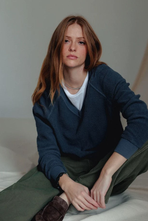 Ziggy V Neck Inside Out Sweatshirt - Turbulance