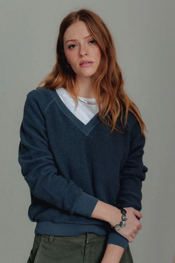 Ziggy V Neck Inside Out Sweatshirt - Turbulance