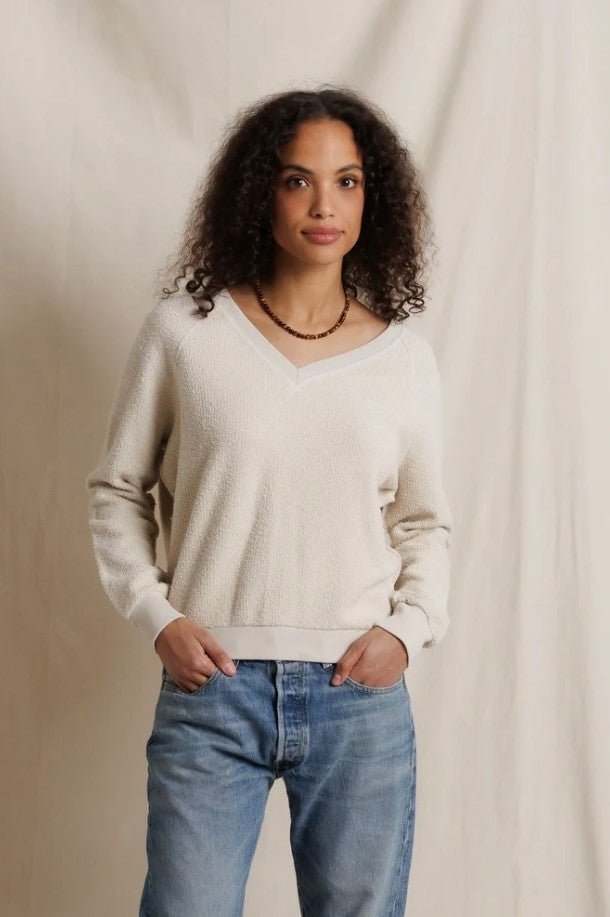 Ziggy V Neck Inside Out Sweatshirt - Whitecap Grey