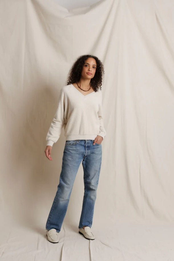 Ziggy V Neck Inside Out Sweatshirt - Whitecap Grey