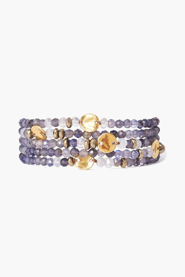Iolite Mix Gold Coin Wrap Bracelet