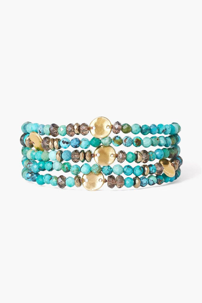 
                  
                    Load image into Gallery viewer, Turquoise Mix Gold Coin Wrap Bracelet Chan Luu
                  
                