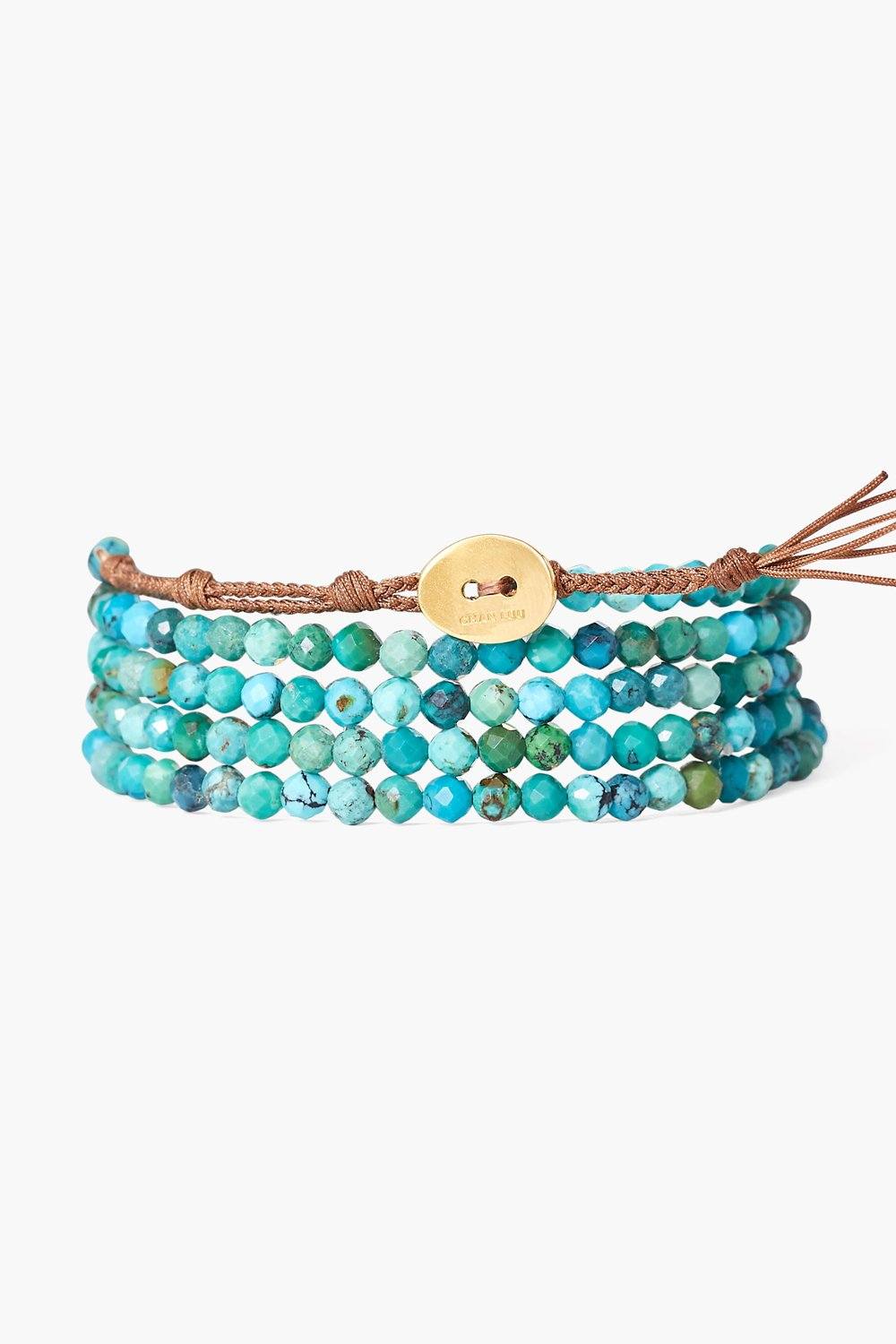 Turquoise Mix Gold Coin Wrap Bracelet Chan Luu