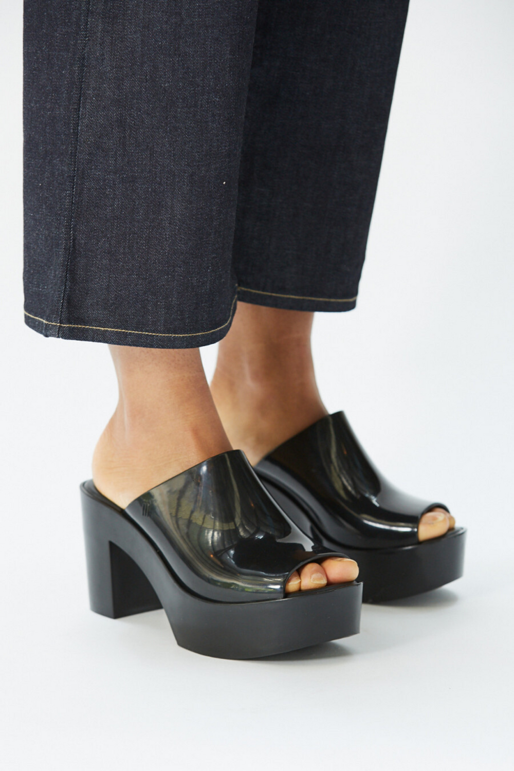 The Open Toe Mule - Black Melissa