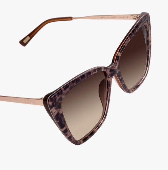 Becky II Sunglasses - Leopard Tortoise + Brown Gradient