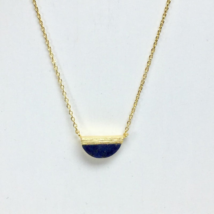 Gold Half Circle Stone Necklace - Jaffi's