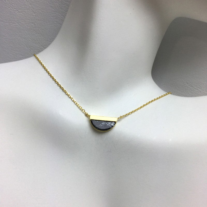 
                  
                    Gold Half Circle Stone Necklace - Jaffi's
                  
                