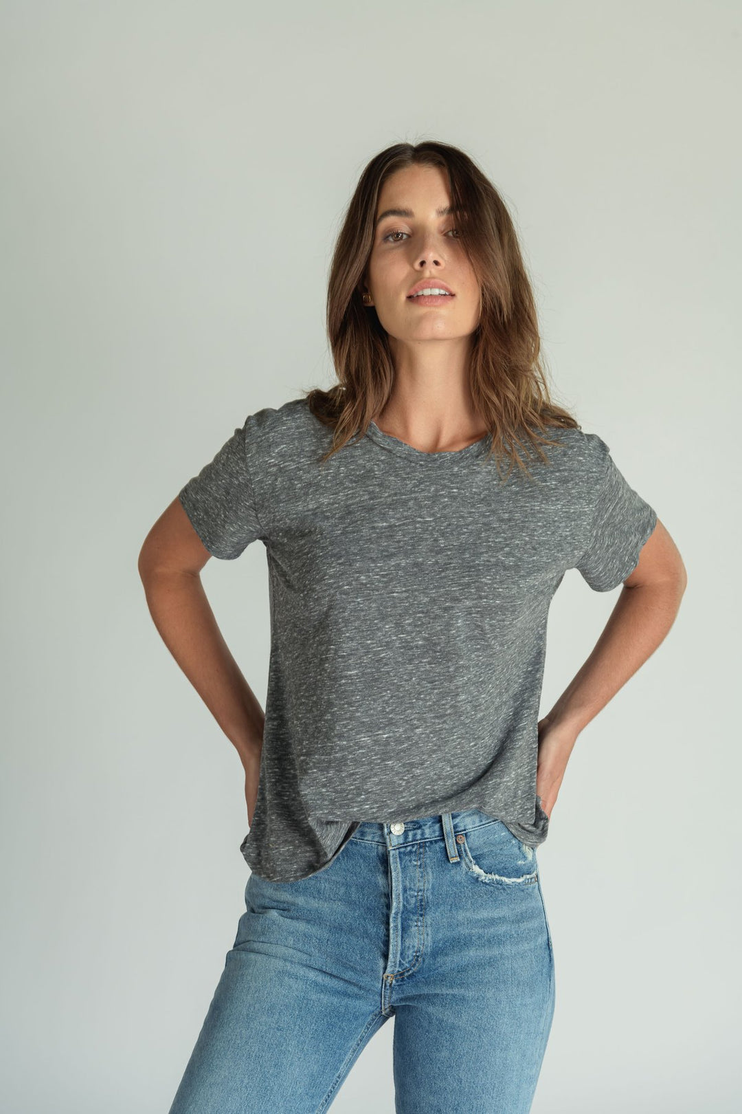 Harley Boxy Crew Tee - Heather Grey perfectwhitetee