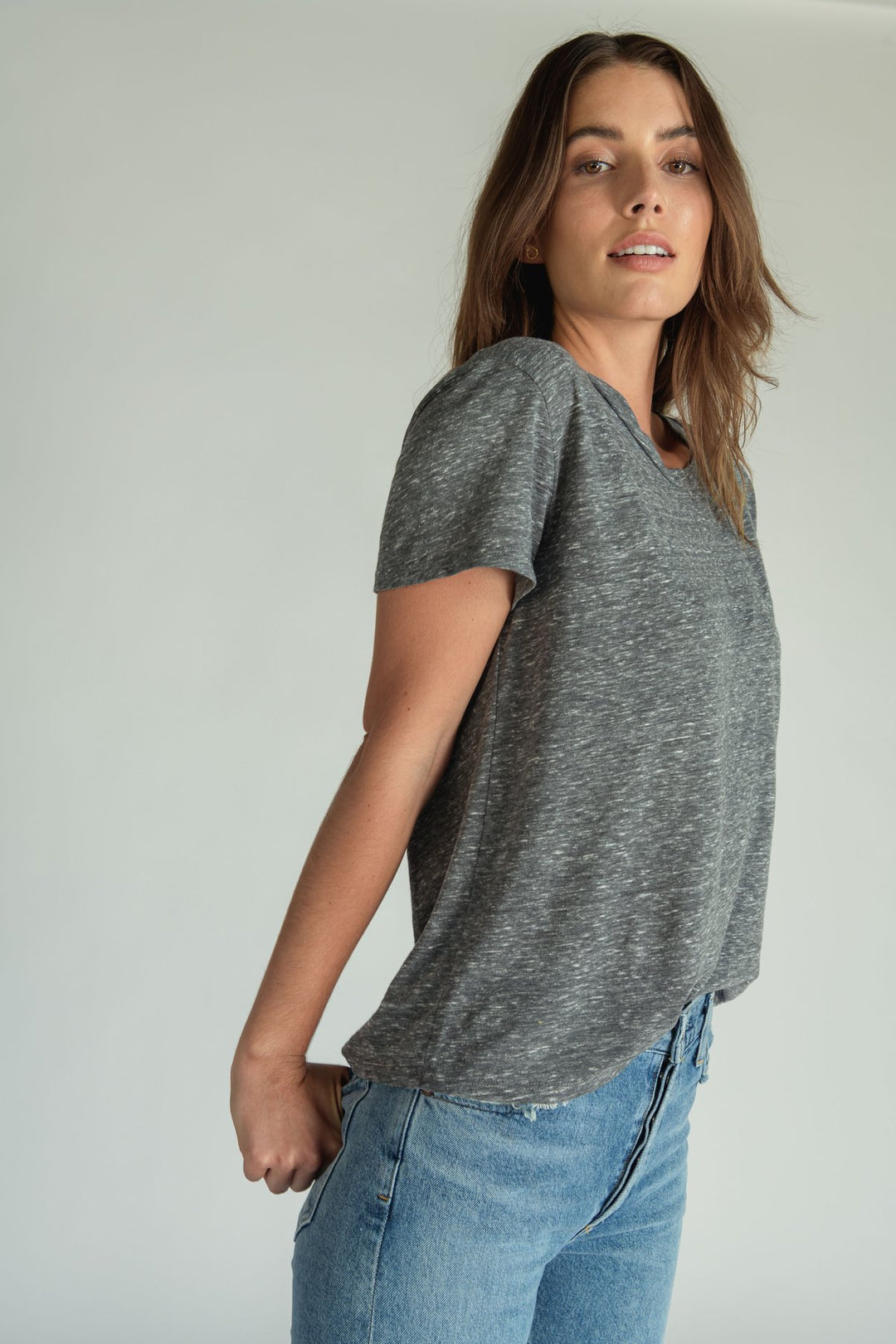 Harley Boxy Crew Tee - Heather Grey perfectwhitetee