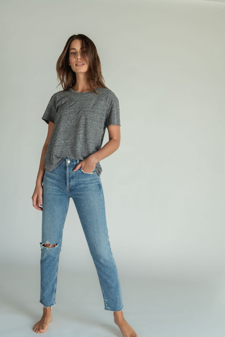 Harley Boxy Crew Tee - Heather Grey perfectwhitetee