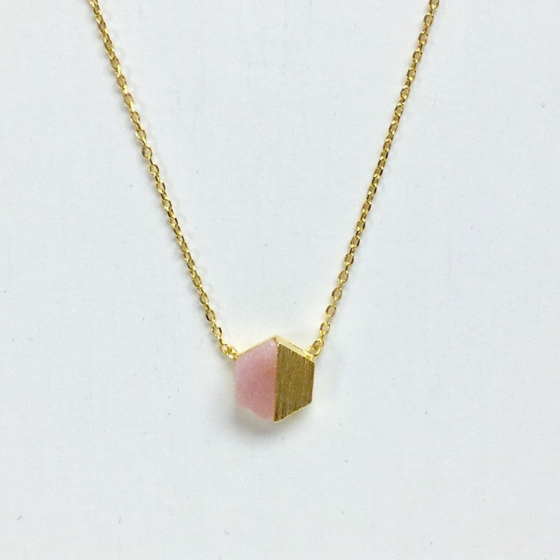 Gold Hex Stone Necklace - Jaffi's