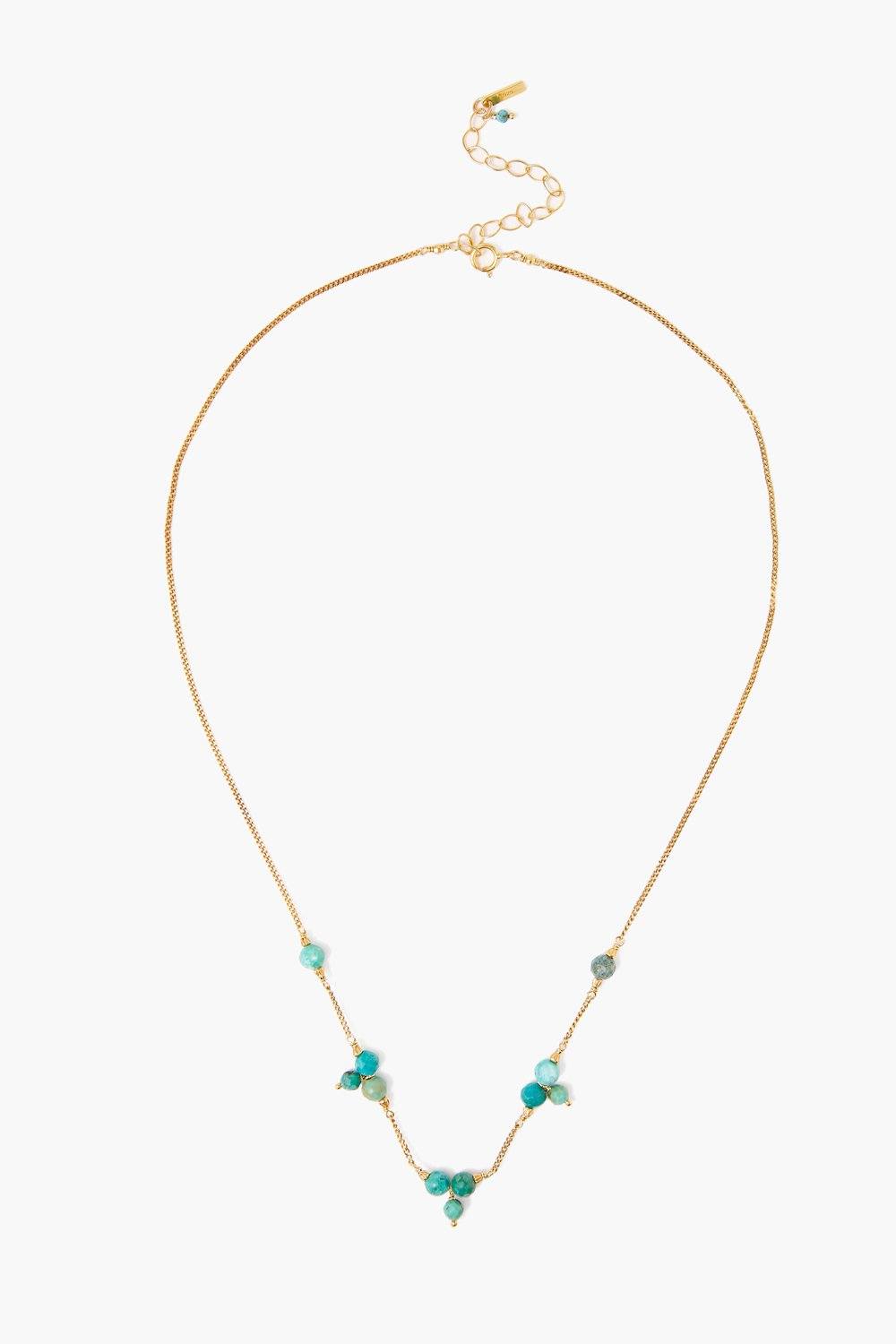 Turquoise and Gold Pyramid Necklace