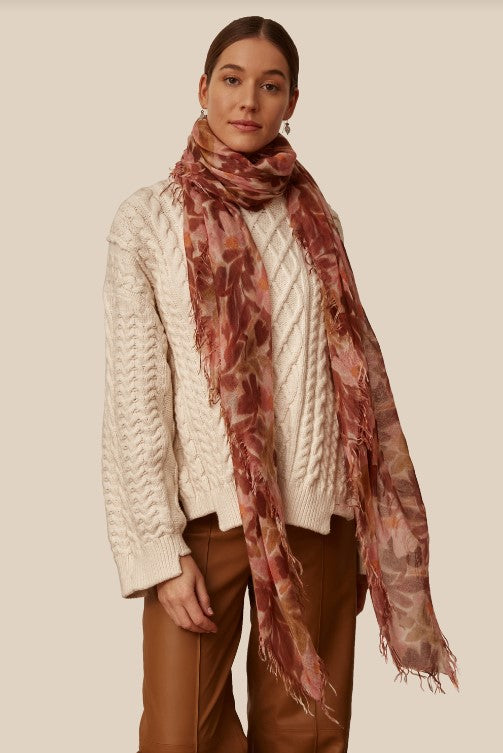
                  
                    Load image into Gallery viewer, Dusty Rose Watercolor Floral Cashmere &amp;amp; Silk Scarf Chan Luu
                  
                