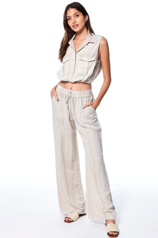 Linen Track Pant Young Fabulous & Broke