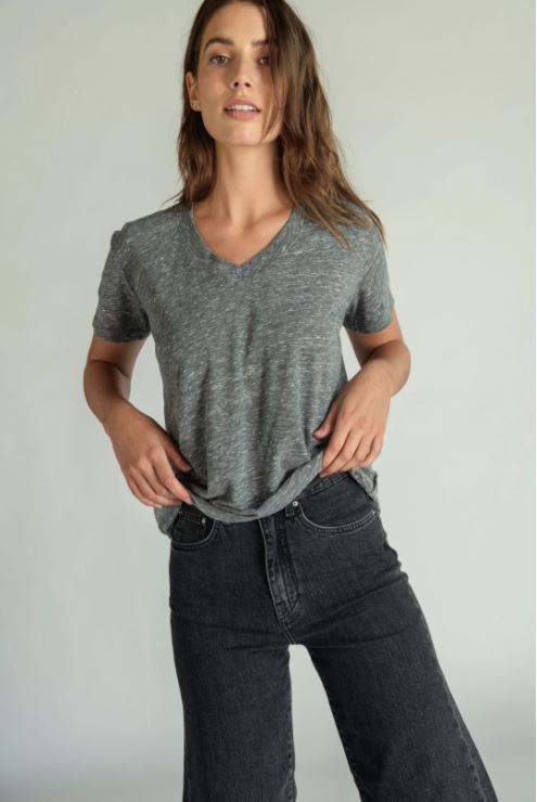 Hendrix V Neck Tee - Heather Grey - Jaffi's