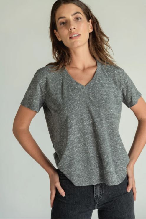 Hendrix V Neck Tee - Heather Grey - Jaffi's