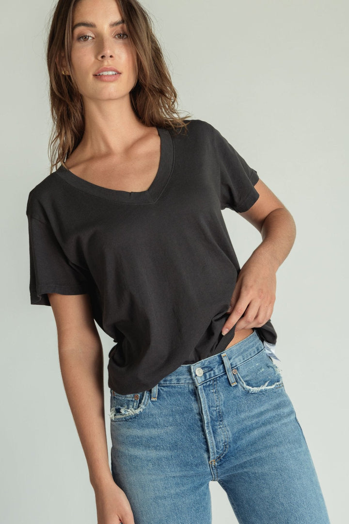 Hendrix V Neck Tee - Vintage Black - Jaffi's