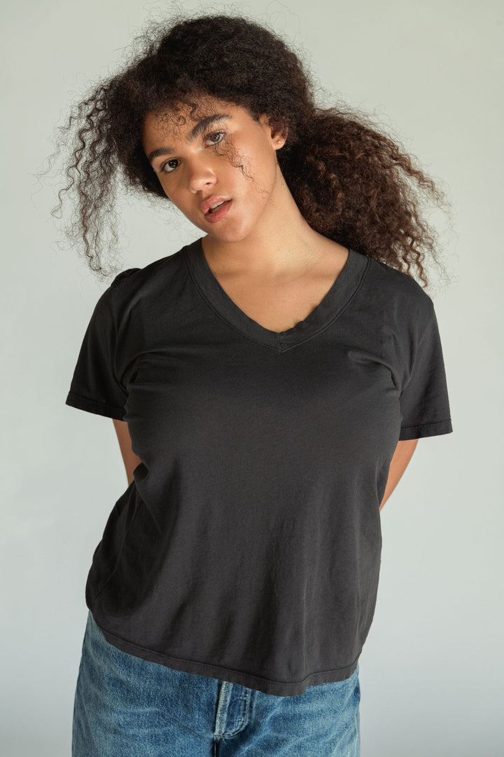 Hendrix V Neck Tee - Vintage Black - Jaffi's