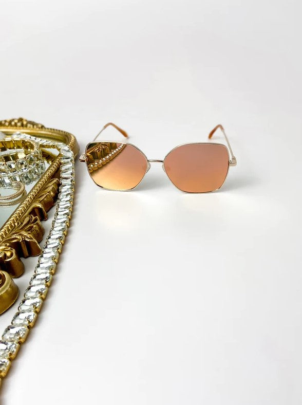 Iris Sunglasses - Gold Peach Mirror Diff Eyewear