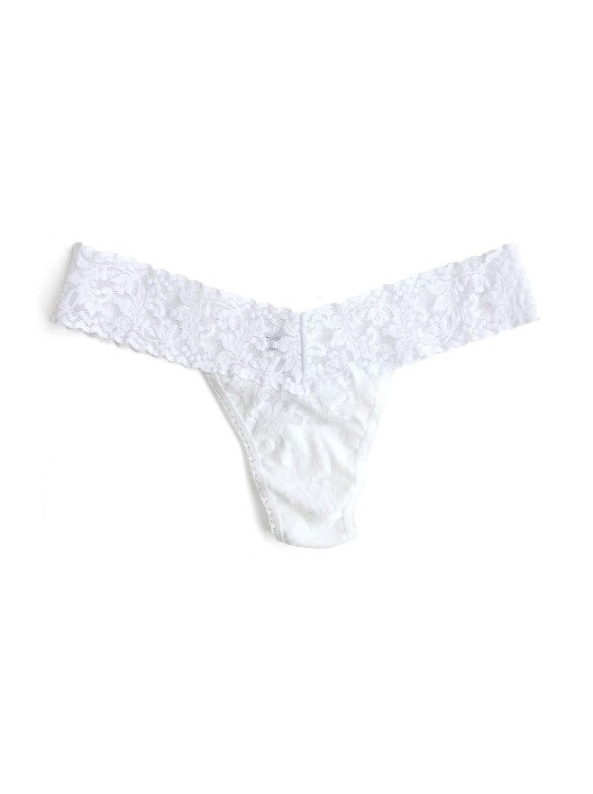 Signature Lace Low Rise Thong - White - Jaffi's