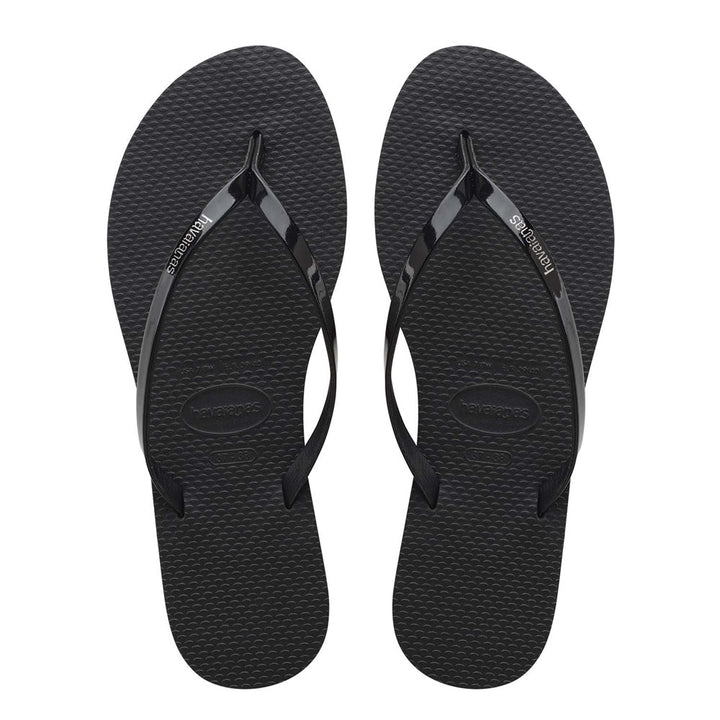 You Metallic Flip Flop - Black - Jaffi's