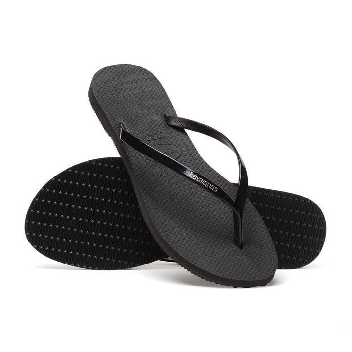 You Metallic Flip Flop - Black - Jaffi's